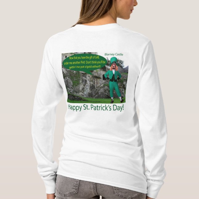 womans long sleeve tee.  Happy St. Patrick's Day.  T-Shirt (Back)