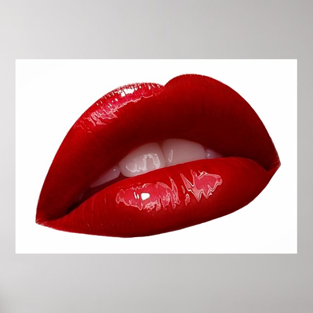 Woman's Luscious Red Lipstick Lips Poster (Front)