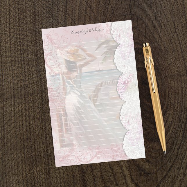 Womans Ocean View Faux Lace Lined Stationery (Creator Uploaded)