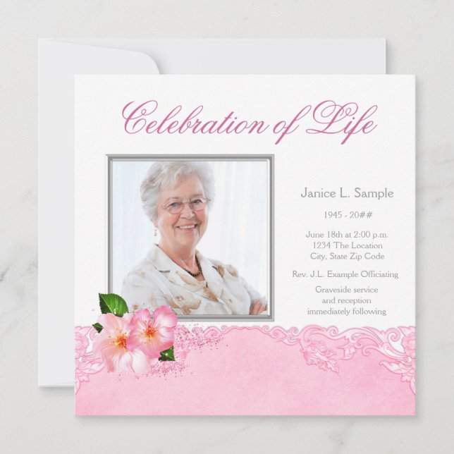 Womans Photo Memorial Service Announcement (Front)