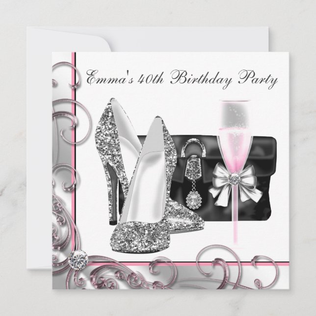 Womans Pink Birthday Party Invitation (Front)