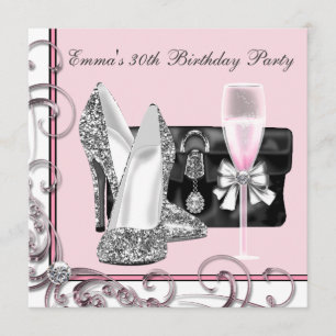 Womans Pink Birthday Party Invitation