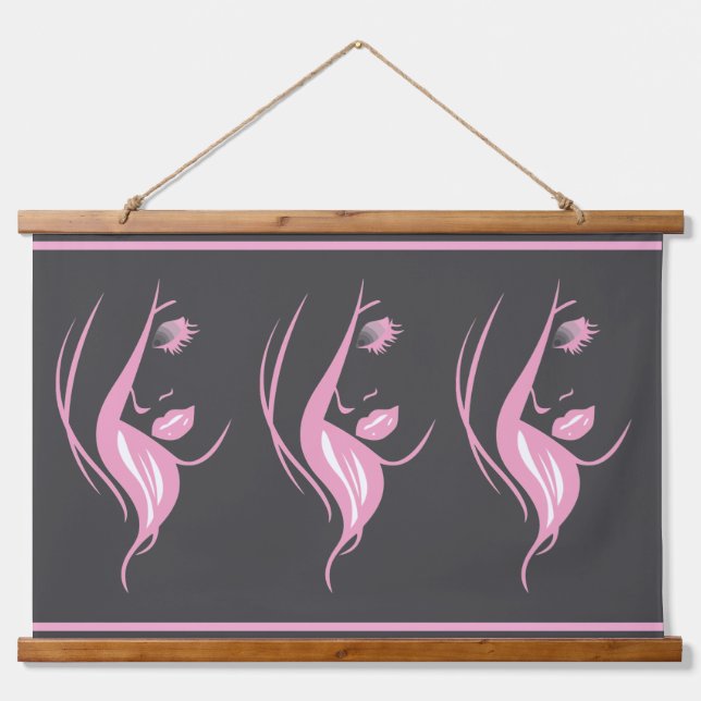 Woman's Pink Silhouette Hanging Tapestry (Front)