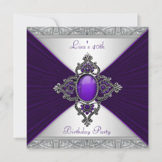 Womans Purple 40th Birthday Party Invitation