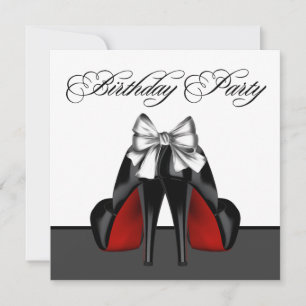 Womans Red and Black Birthday Party Invitation