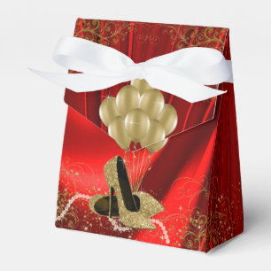 Womans Red Gold Birthday Party Favour Box