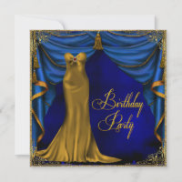 Womans Royal Blue Gold Art Deco Birthday Party
