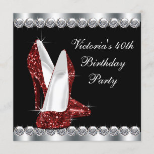 Womans Ruby Red Birthday Party Invitation