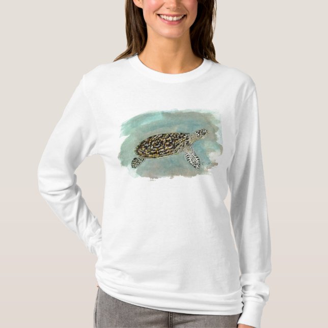 Woman's Sea Turtle Hoodie T-Shirt (Front)
