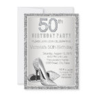 Womans Silver Glitter High Heel Shoe 50th Birthday