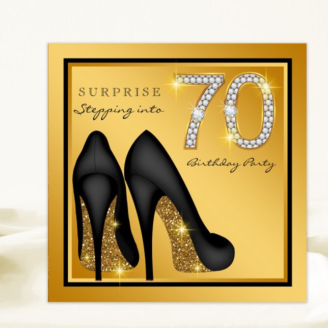Womans Surprise 70th Birthday Party Invitation (Creator Uploaded)