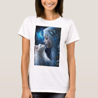 Woman's T-Shirt Fairy Queen with Cat