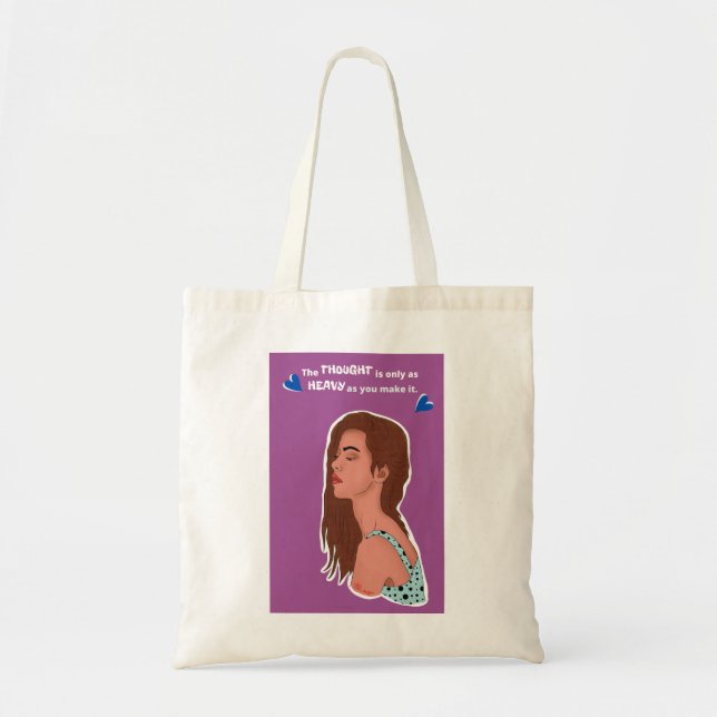 Woman's thinking portait illustration tote bag (Front)