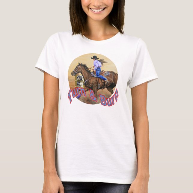 Woman's White Barrel Race T-Shirt (Front)