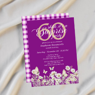 Woman's White Wildflower Surprise 60th Birthday Invitation