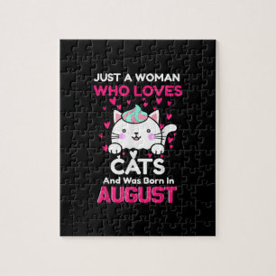 Womans Who Loves Cats And Was Born In August Jigsaw Puzzle