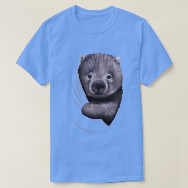 Wombat Animal Coming From Inside T-Shirt (Design Front)