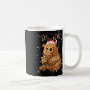 Wombat Animal Santa Hat Ugly Christmas Tree Lights Coffee Mug