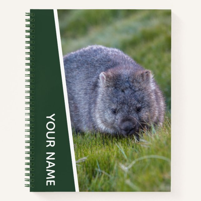 Wombat Australia Cute Animal, Personalised Green Notebook (Front)