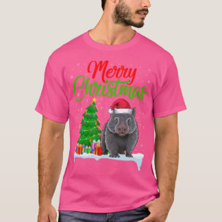 Wombat Christmas Tree Lights Funny Xmas Wombat Lov T-Shirt