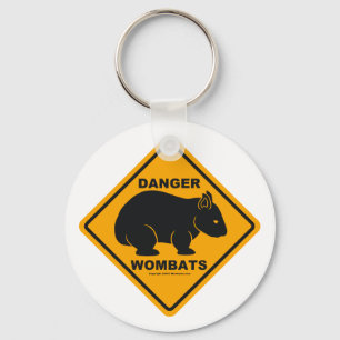 Wombat Danger Road Sign Key Ring