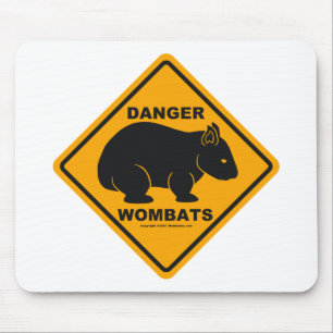 Wombat Danger Road Sign Mouse Pad