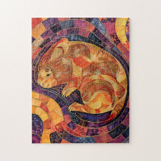 Wombat in Aborigine Dot Art Style Jigsaw Puzzle (Vertical)