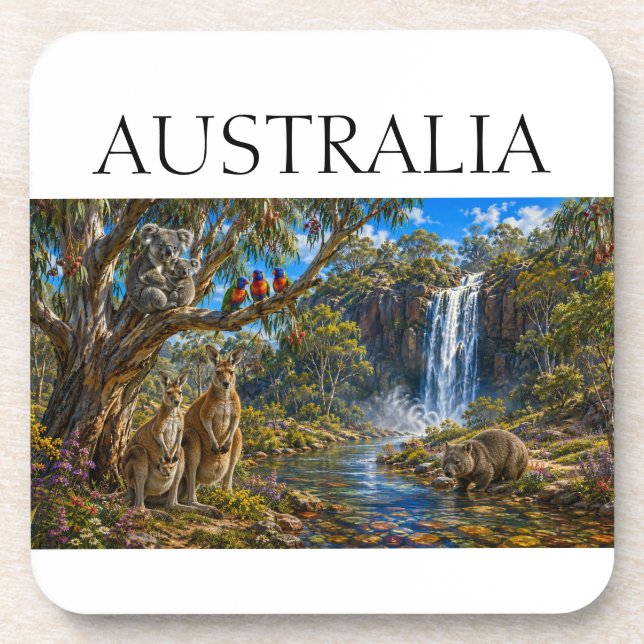 Wombat Kangaroo Waterfall Coaster (Front)