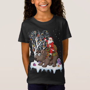 Wombat Lover Xmas Gift Santa Riding Wombat Christm T-Shirt