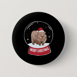 Wombat Merry Christmas Snowball 6 Cm Round Badge
