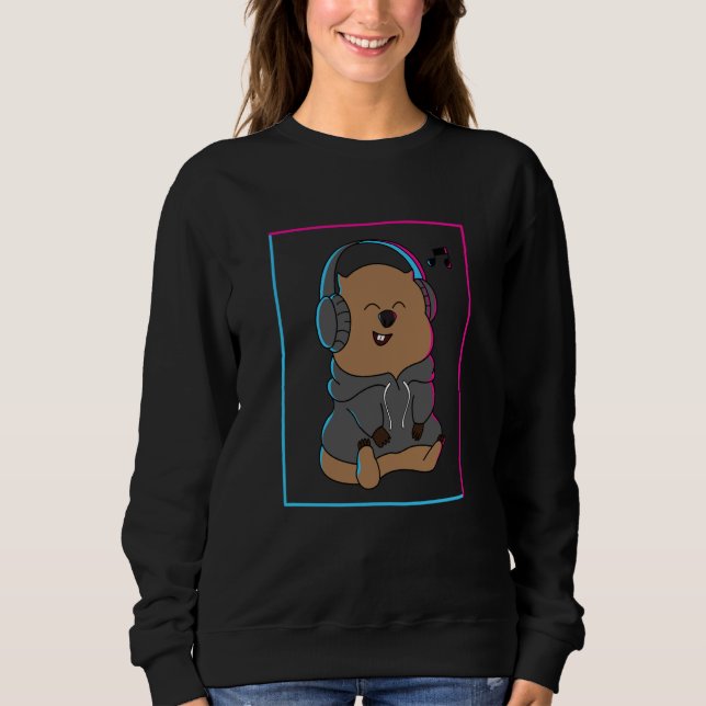 Wombat Music Notes Musician Cute Rodent Sweatshirt (Front)