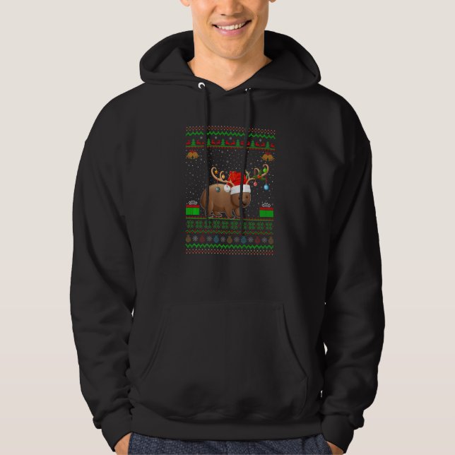 Wombat Santa Hat Matching Ugly Wombat Christmas Hoodie (Front)