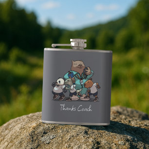 Wombat Thank You Coach Gift Sports Trainer Artwork Hip Flask
