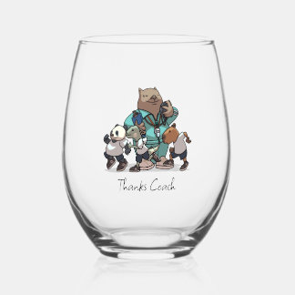 Wombat Thank You Coach Gift Sports Trainer Artwork Stemless Wine Glass