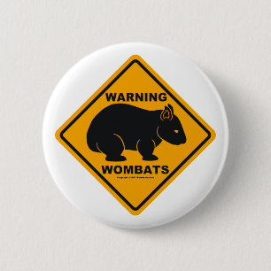 Wombat Warning Sign 6 Cm Round Badge