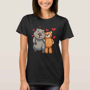 Wombat With Stuffed Animal And Hearts T-Shirt