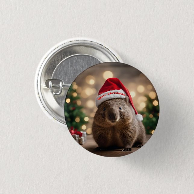 "Wombat Wonderland: A Cozy Christmas Eve" 3 Cm Round Badge (Front & Back)