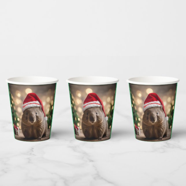 "Wombat Wonderland: A Cozy Christmas Eve" Paper Cups (Multi)