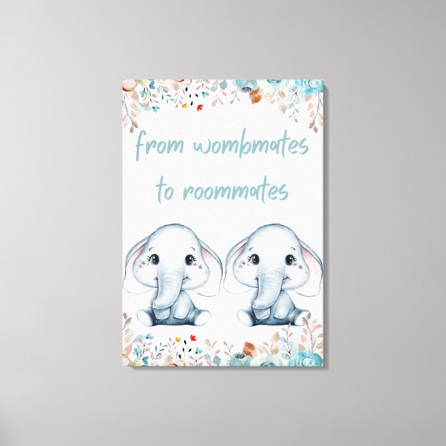 Wombmates to Roommates Elephant Nursery Wall Art (Front)