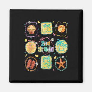 Women 2nd Grade Teacher Lemon Coquette Bow Back To Magnet