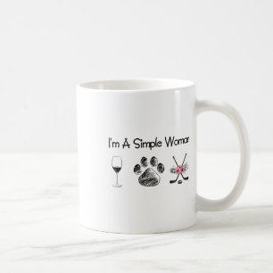 Women#39;s I#39;m A Simple Woman Wine Hockey Dogs Coffee Mug