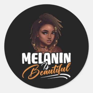 Women American Afro Queen Black Pride Melanin Is B Classic Round Sticker