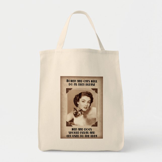 WOMEN AND CATS Do As They Please Grocery Tote Bag (Front)
