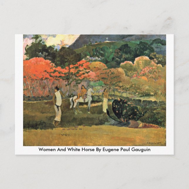 Women And White Horse By Eugene Paul Gauguin Postcard (Front)