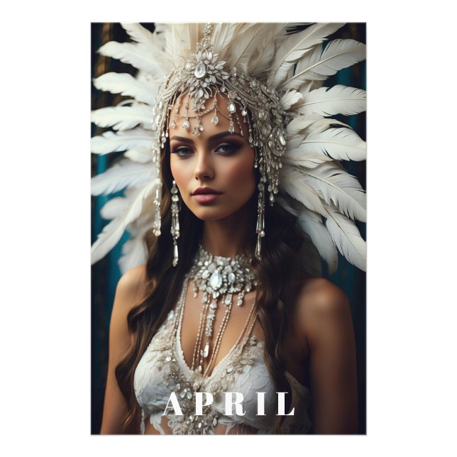 *~ Women AP53 APRIL Boho BIRTHDAY DIAMONDS Photo Print (Front)