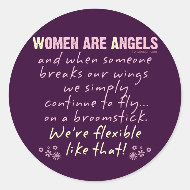 Women are Angels Classic Round Sticker (Front)