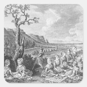 Women at Quern and Luaghad with view Talyskir Square Sticker