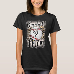 Women Baseball Mum Leopard Bleach Print T-Shirt