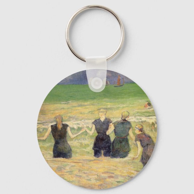 Women Bathing Dieppe by Paul Gauguin Key Ring (Front)