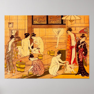 Women Bathing, Torii Kiyonaga Japanese Fine Art Poster